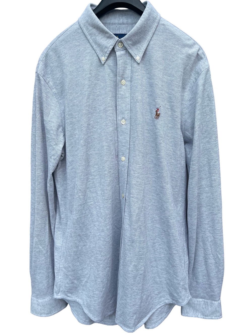 Polo Ralph Lauren Knit Oxford Shirt Gray Long Sleeve Cotton Button Down